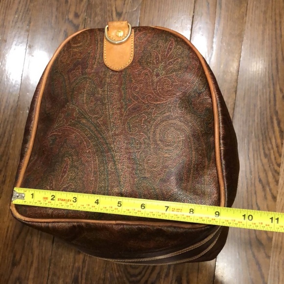 M ETRO MILANO Paisley Coated Canvas Vachetta Leather Boston Shoulder Weekend Bag - Picture 13 of 17